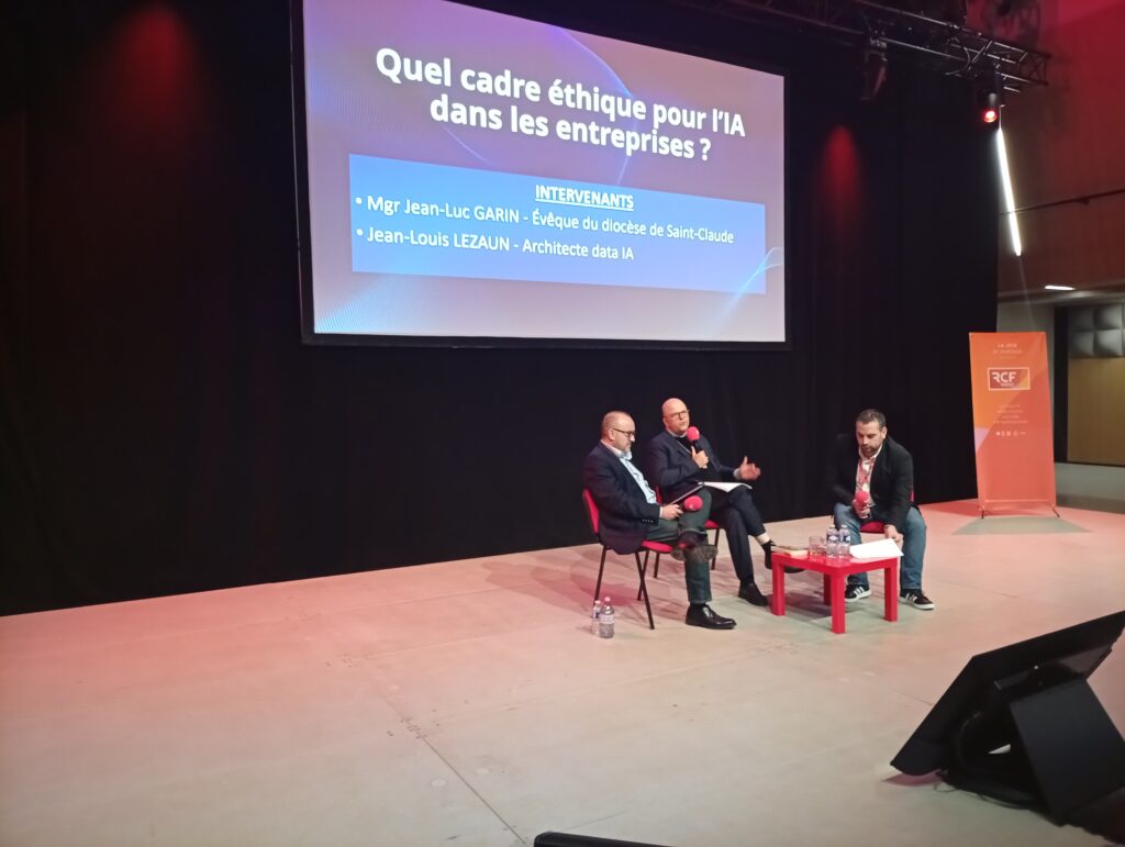 Table Ronde "Quel cadre éthique pour l’IA dans nos entreprises ?" Mgr Garin et Jean-Louis Lezaun